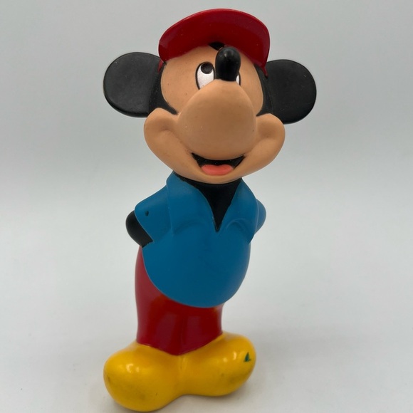 VINTAGE VINYL MICKEY MOUSE SQUEAKY TOY WALT DISNEY COMPANY 5 3/4" tall - Picture 1 of 5